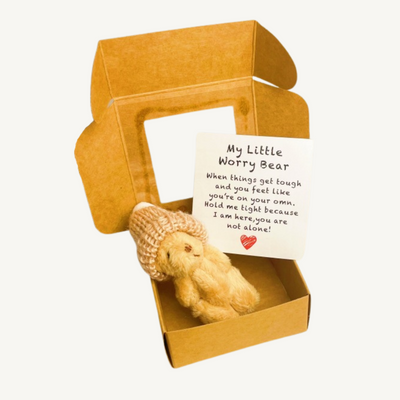 Sorgenbär – Kleiner Plüsch-Teddybär für die Hosentasche