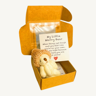 Sorgenbär – Kleiner Plüsch-Teddybär für die Hosentasche